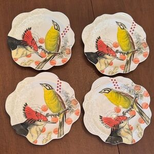 Dessert Plates Bird Motifs set of 4
